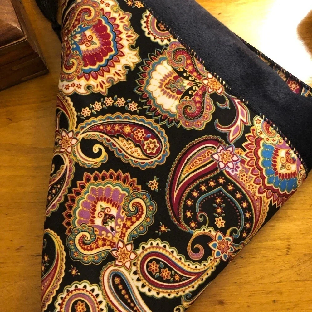 Navy Triangle Paisley Reversible Shawl